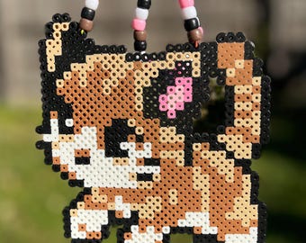 Playful Perler Bead Kitten Necklace | Rave Festival Accessory