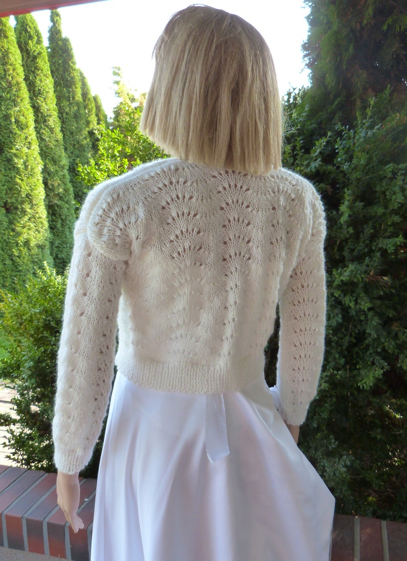 Jacket Lace Cream Wedding Sweater.Openwork Bridal Sweater Crop Cardigan.