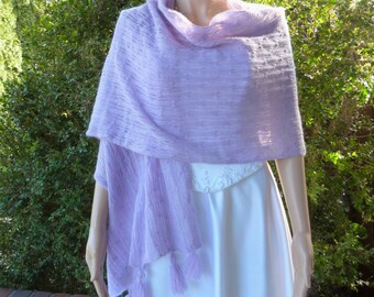 Lilac Wedding Scarf.Knitted Shawl.Bridal Shawl.Lace Shawl.
