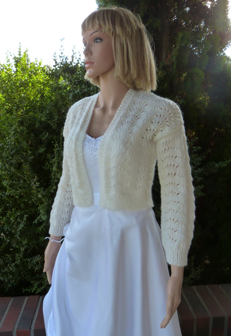 Jacket Lace Cream Wedding Sweater.Openwork Bridal Sweater Crop Cardigan.