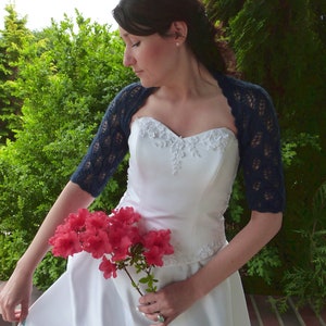 Marine-Blau-Mohair Braut Bolero Shrug, Hochzeit Bolero Shrug, Openwork Bolero Shrug