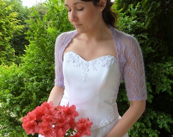 Delicate Lavender Bridal Bolero, Openwork Bolero Shrug