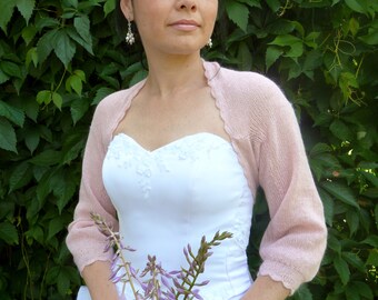 Light Pink Delicate Bridal Bolero Shrug, Wedding Bolero Shrug