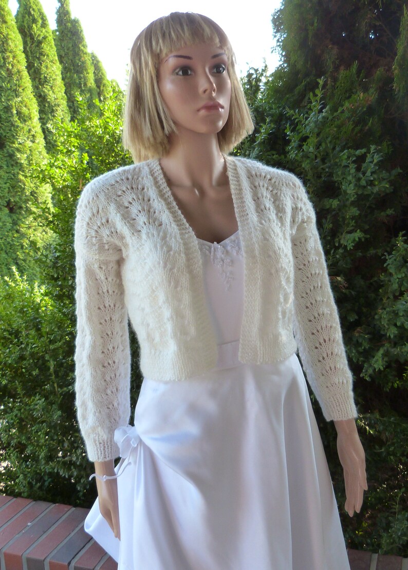 Jacket Lace Cream Wedding Sweater.Openwork Bridal Sweater Crop Cardigan.