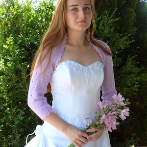 Lilac Bolero Shrug, Wedding Bolero,Openwork Shrug.