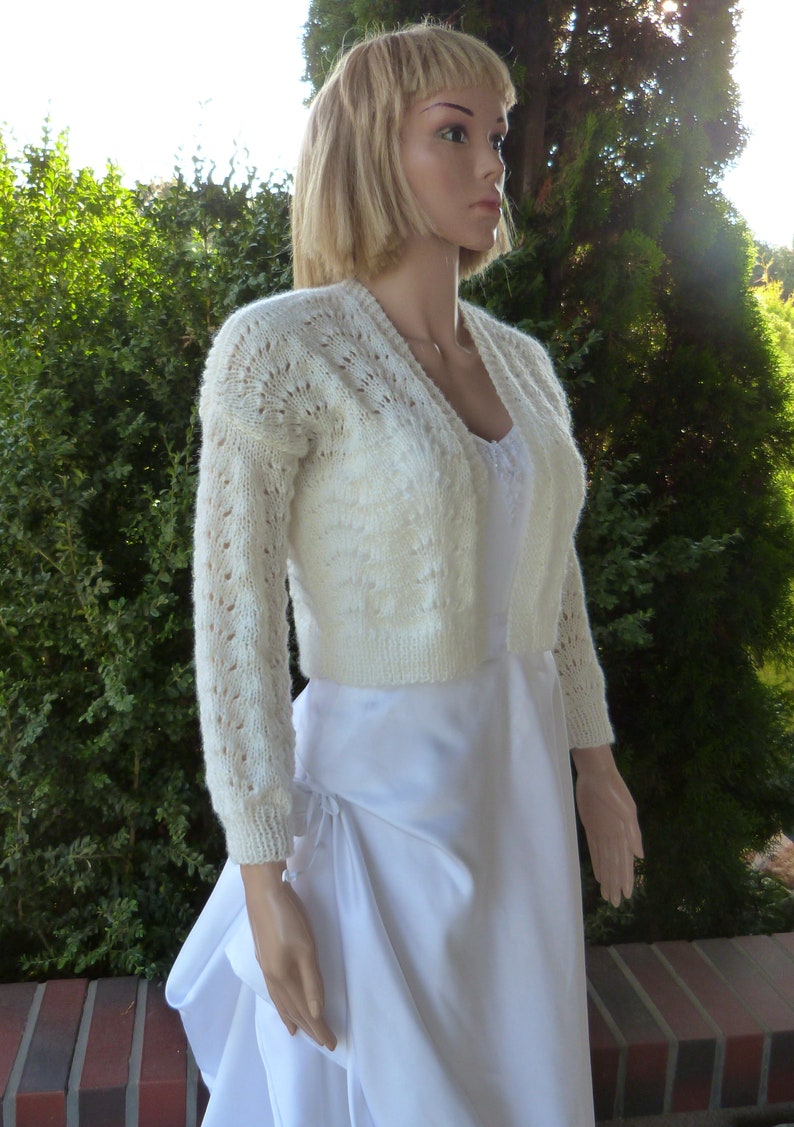Jacket Lace Cream Wedding Sweater.Openwork Bridal Sweater Crop Cardigan.