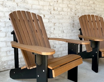 Classic Adirondack Chair - Antique Mahgony with Black Base - Made from Recycled Poly Lumber