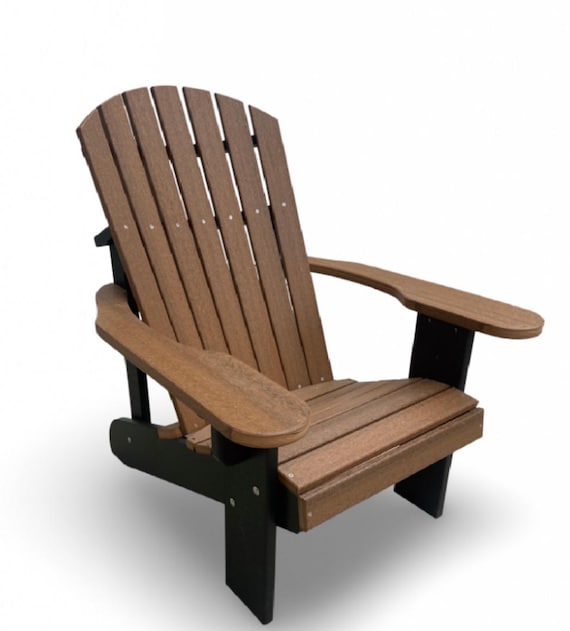 Two-Tone Adirondack Chair: Mahogany & Black Poly Lumber