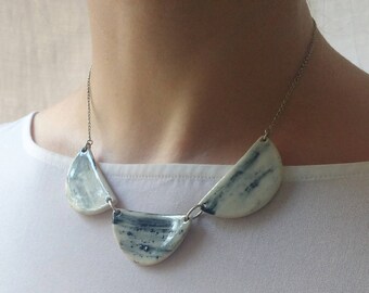 Europa Collar Necklace - Porcelain and sterling silver