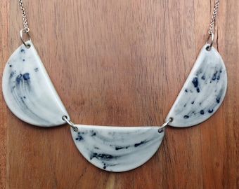 Europa Collar Necklace - Porcelain and sterling silver