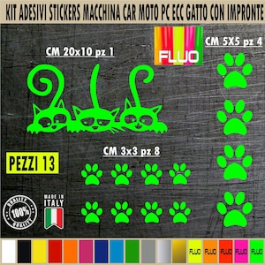 Kit 13 Adesivi Gatto Zampa Cuore Animali Orma Divertenti Auto Tuning Cod. 1757