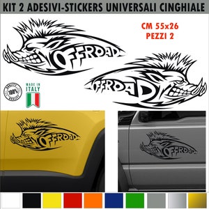 Kit 2 Adesivi Cinghiale compatibili jimny Defender Wrangler Cruiser Rover Pajero AMAROK HILUX NAVARA Ranger L200 4x4 off Road cod.1779