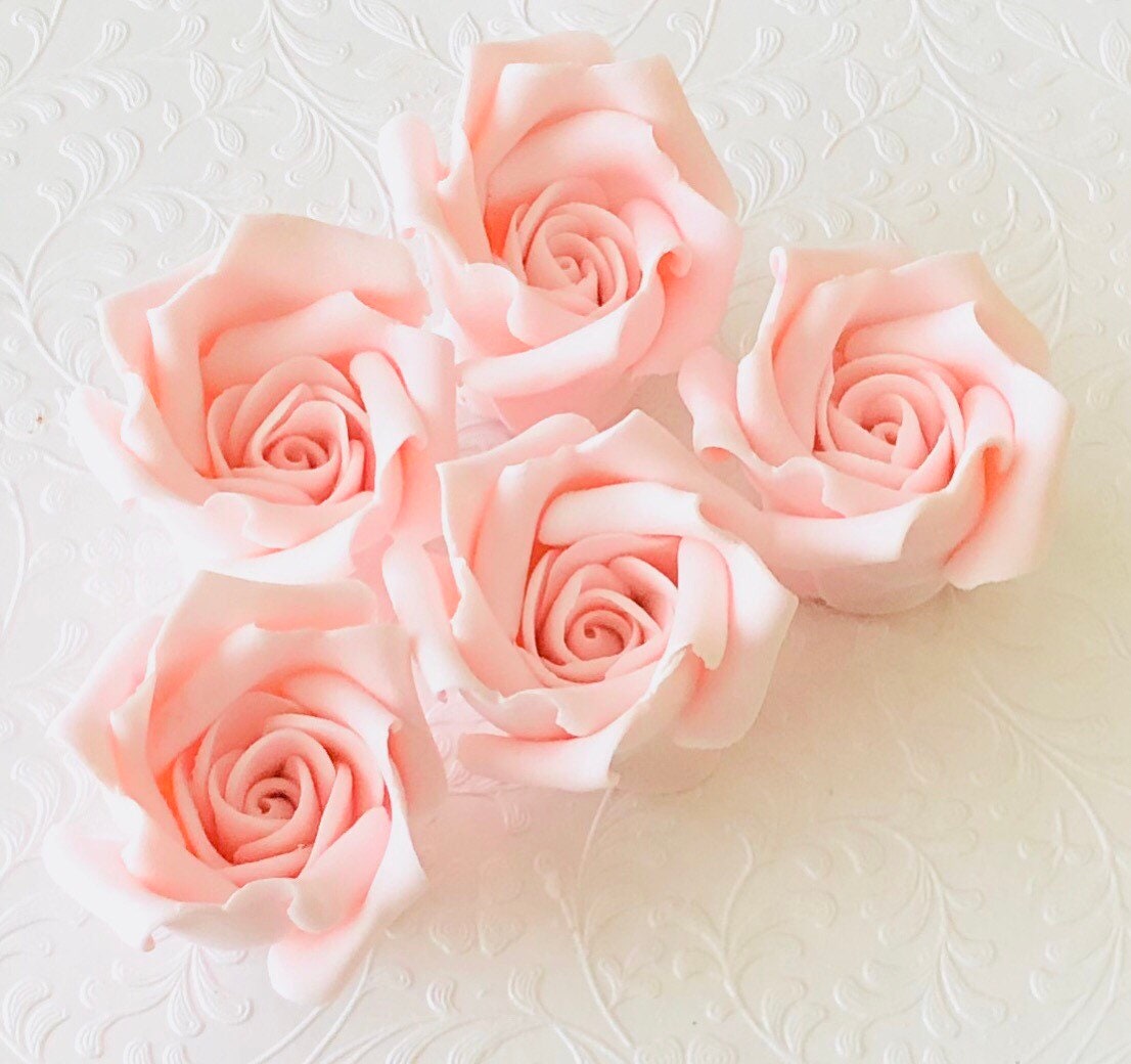6 Fondant Roses I Gumpaste Roses I Fondant Flowers Gumpaste Etsy