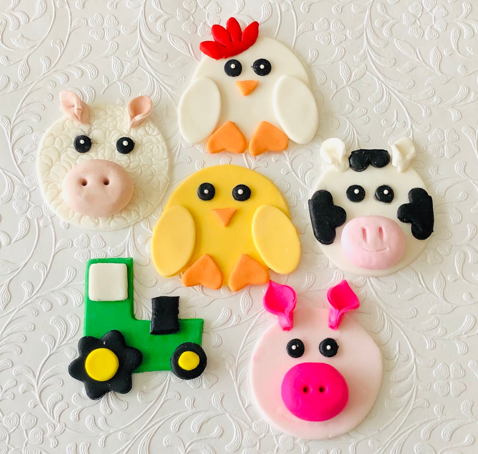 12 Farm Theme Toppers Fondant Topper Edible Topper Cupcake | Etsy