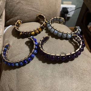 Gemstone Brass Bangle Bracelet
