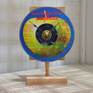 BADFINGER &quot;Magic Christian Music&quot;  Desk or Wall CD Clock with handmade Custom Wood Stand