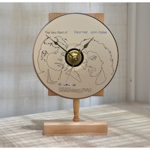 HALL and OATES &quot;Very Best Of&quot; Desk or Wall CD Clock with handmade Custom Wood Stand