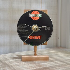ROD STEWART &quot;Greatest Hits&quot;  Desk or Wall CD Clock with handmade Custom Wood Stand
