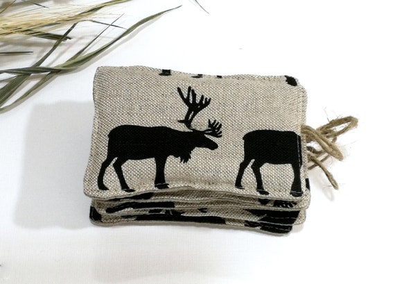 Deer Print Linen Reusable Sponges, Cloth Sponge, Zero Waste