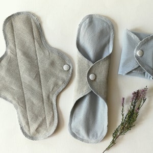 Upcycled Auslaufsichere Leinen Wiederverwendbare Menstruationspads, Regular / Heavy Flow Feminines Tuch, Zero Waste Periode, waschbare Frauen Damenbinden