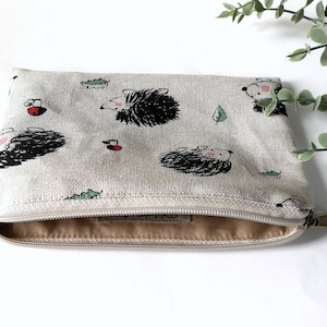 Lino con ricci - Borsa per il trucco - Piccola custodia con cerniera - Grazioso astuccio per matite - Borse all'uncinetto - Organizer per il trucco - Organizer per borsa - Piccola borsa