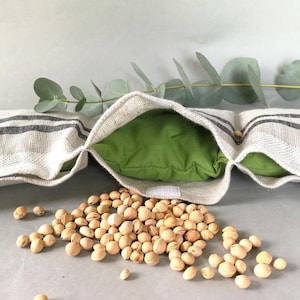 Almofada térmica para caroço de cereja, ideal para micro-ondas: capa de linho, alívio natural da dor