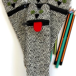 Étui à crayons pour enfants, chat en laine chiné, pochette à stylos pour la rentrée des classes Étui à crayons à glissière pour chaton, organiseur de crayons pour enfants, rangement pour stylos pour garçons