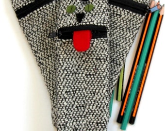Kids Pencil Case, Mottled Woolen Cat Pencil Case Back to School Pen Pouch Zippered Kitty Pen Case Children Pencil Organizer Boys Pen Storage