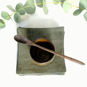 Forest Green Linen Coasters: Rustic Minimalist Drink Mats, Set of 2