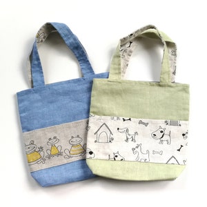 Sac à crayons/crayons en lin bleu pour enfants, sac d'activités pour tout-petits, petit sac fourre-tout pour enfants, sac à provisions pour jouets créatifs, sac pour filles et garçons