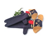 Handmade Wool Puppy Pencil Case: Zippered Dog Pen Pouch