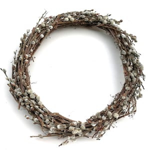 Ghirlanda pasquale naturale con rametti di salice – Decorazione rustica fatta a mano per porte primaverili – Ghirlanda di fiori secchi, ecologica e a spreco zero