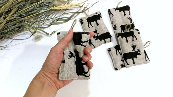 Deer Print Linen Reusable Sponges, Cloth Sponge, Zero Waste