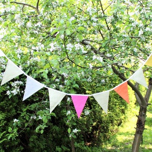 Handmade Linen Pennant Garland: Rainbow Fabric Bunting