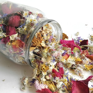 Eco Biodegradable Dried Flower Confetti, Botanical Petals Wedding Ceremony Toss, Craft Flowers Mix, Soap Bath Bomb Candle Making DIY Decor