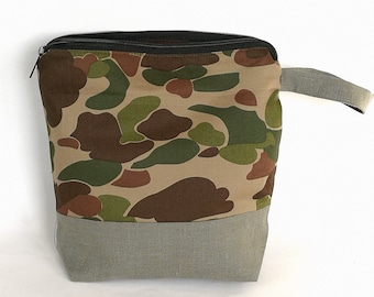 Handmade Camouflage Cosmetic Bag: Cotton Military Fabric Pouch