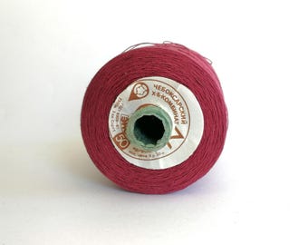 Vintage Red Cotton Sewing Thread: 2500m USSR Spool