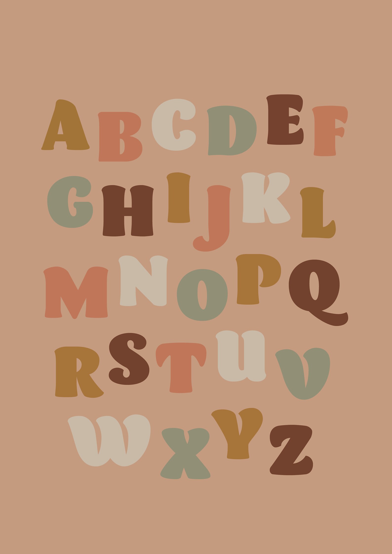 Alphabet ABC Printable Poster Instant Digital Download Cosy - Etsy UK