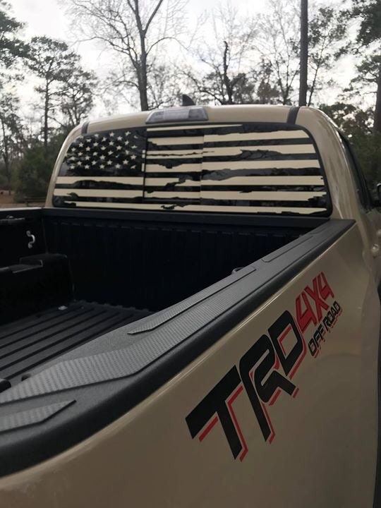 Toyota Tacoma Distressed American Flag Decal - 2016 and up