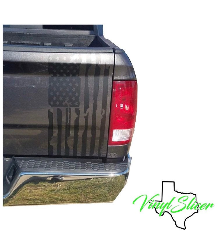 Vertical Distressed American Flag Tailgate Decal