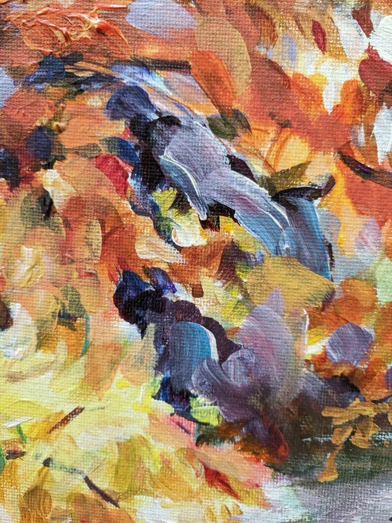 acryliccanvas 10x10 in red and yellow trees on the river bank Original Painting:Autumn by the River Maryland landscape fall