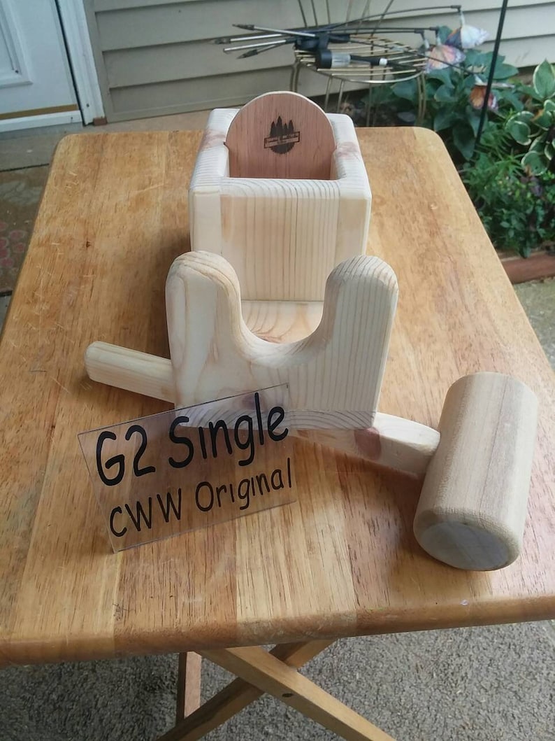 G2 Single Pine Wood Glue Gun Holder Tool Organizer Stand.. Additional Items in Pictures Are for