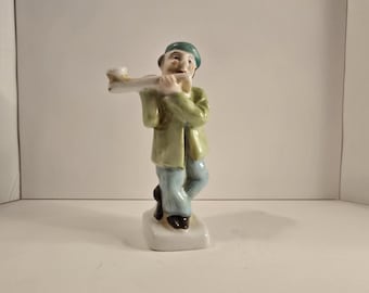 Japan Leaning Man Playing Flute Figurine