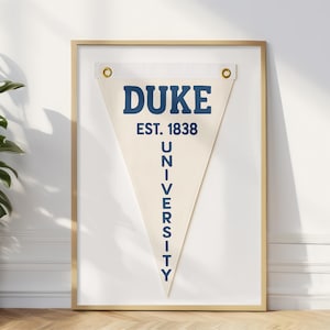 Duke University Retro Pennant Wall Art Digital Download, Vintage College Decor PNG Print, Printable Sports Poster Gift For Him Or Student