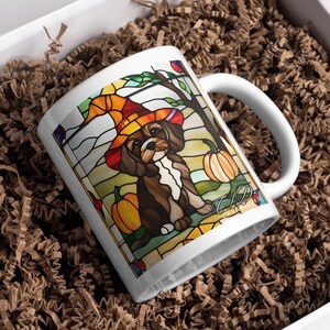Halloween Dog Mug – Doodle, Golden, Labrador, Bulldog & More | Personalized Dog Lover Gift | Stained Glass Halloween Coffee Mug
