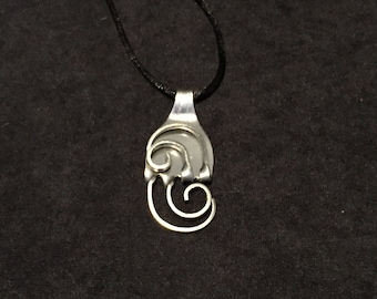Fork art silverware swirl pendant necklace