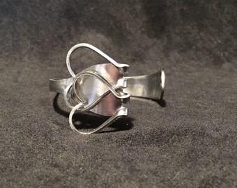 Fork art double heart silverware bracelet