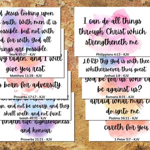 Inspirational Encouraging Bible Verse Pocket Cards / Pay it Forward Notes / Set of 10 or 20
