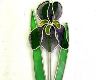 Stained Glass Purple Iris Suncatcher