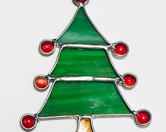 Stained Glass Green Christmas Tree Suncatcher